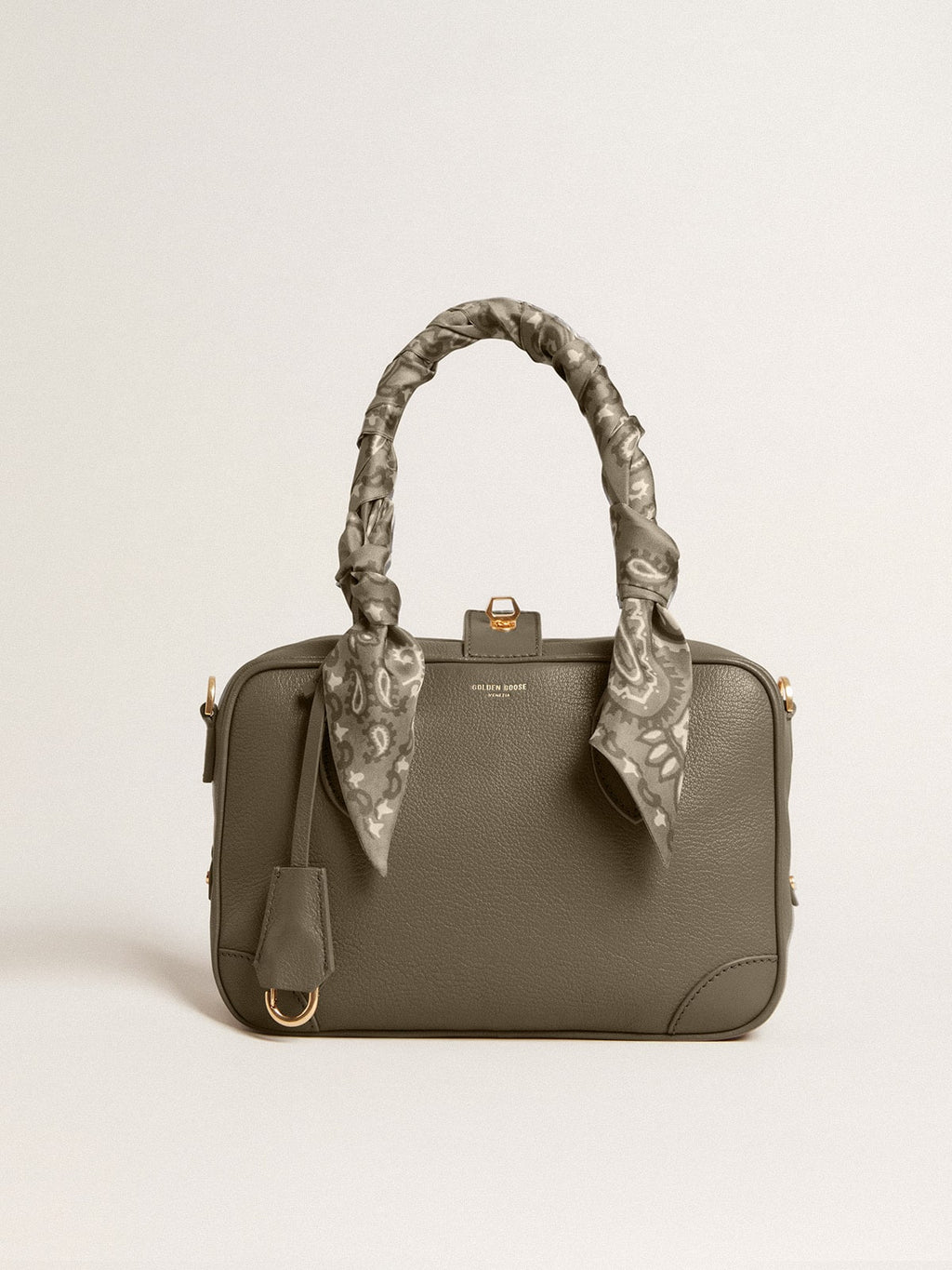 Vita Bag in sage-green sheepskin leather with gold details