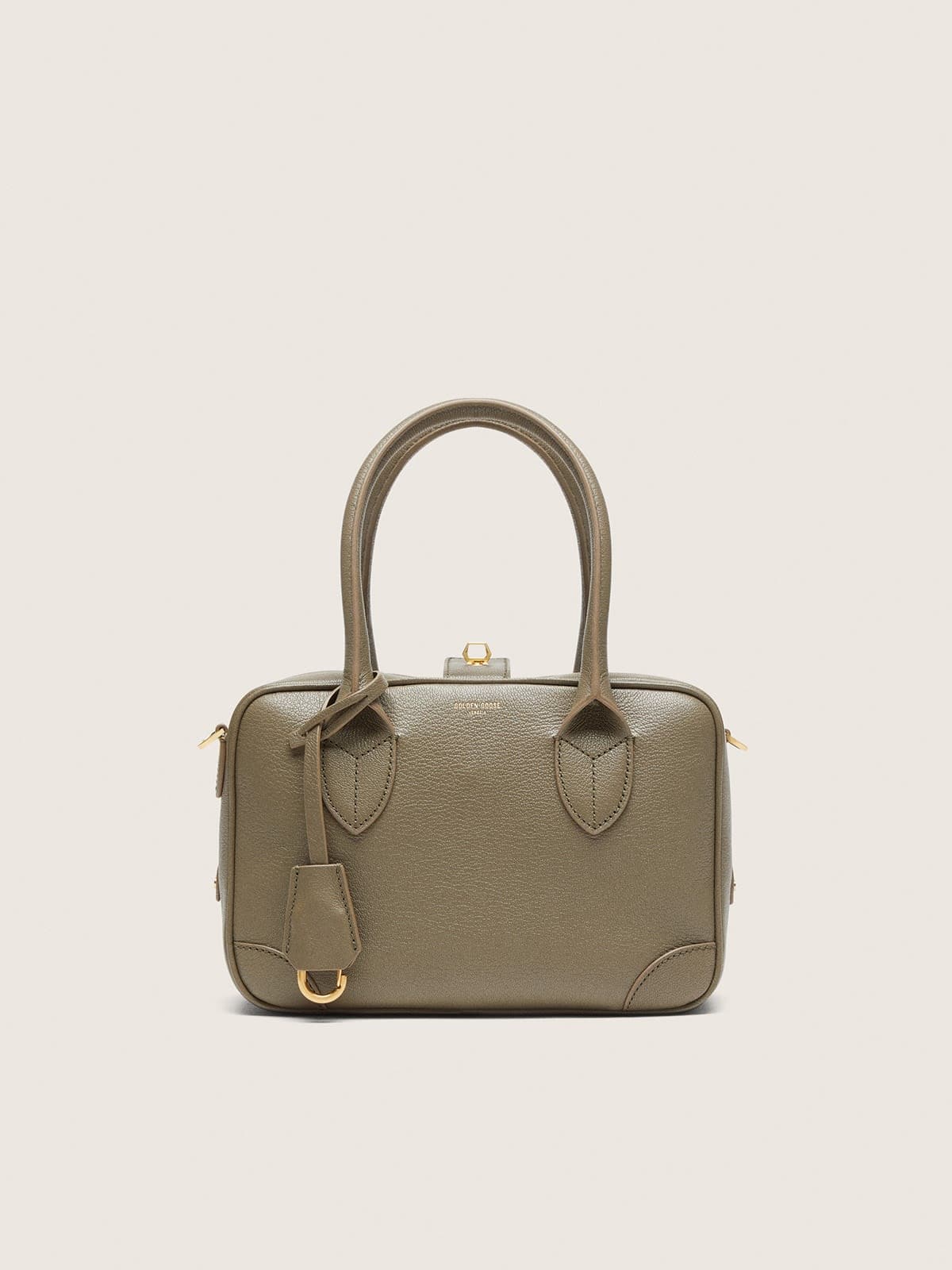 Vita Bag in sage-green sheepskin leather with gold details