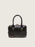 Vita Bag in black distressed leather with gold details