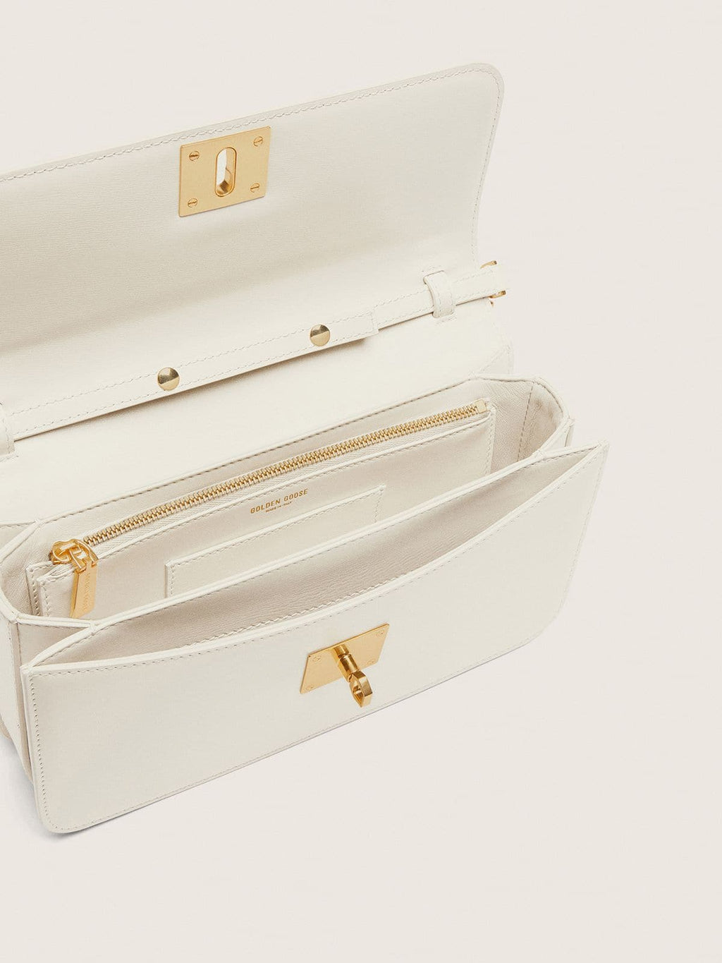Gioia Bag in butter-colored boarded leather with gold details