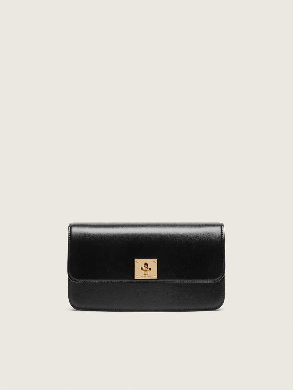 Gioia Bag in black boarded leather with gold details