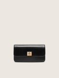 Gioia Bag in black boarded leather with gold details