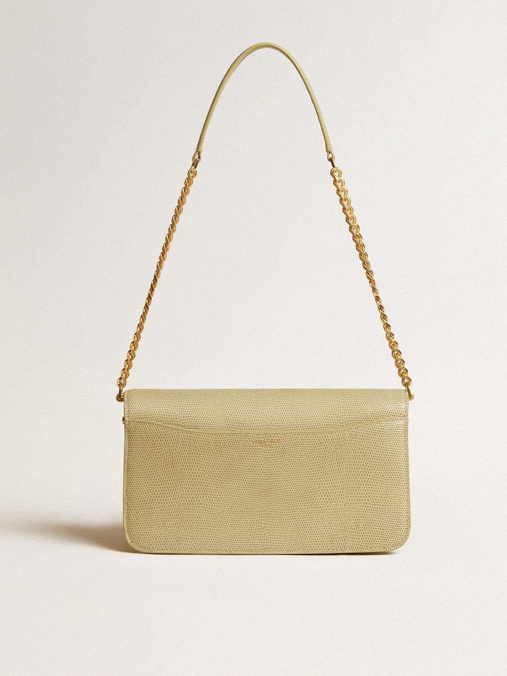 Gioia Bag in mineral-gray sheepskin leather with gold details