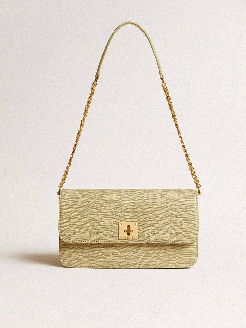 Gioia Bag in mineral-gray sheepskin leather with gold details