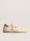 Women's Super-Star in white nappa with pink metallic leather star