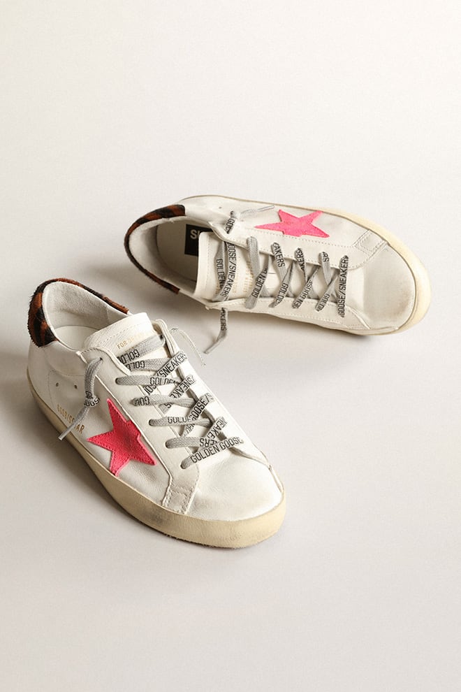 Women’s Super-Star with pink suede star and pony skin heel tab