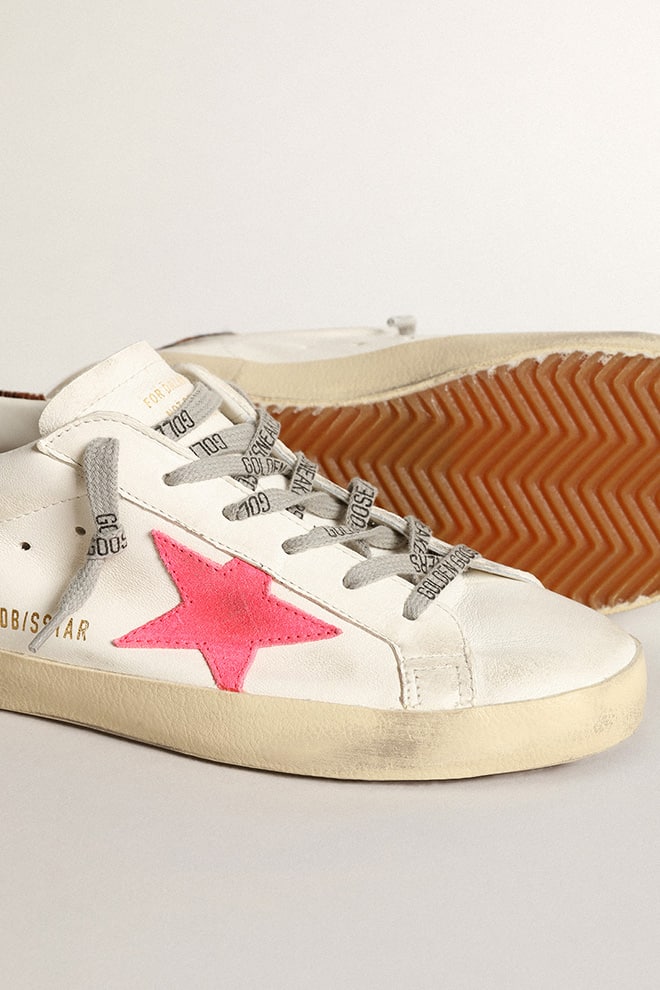 Women’s Super-Star with pink suede star and pony skin heel tab