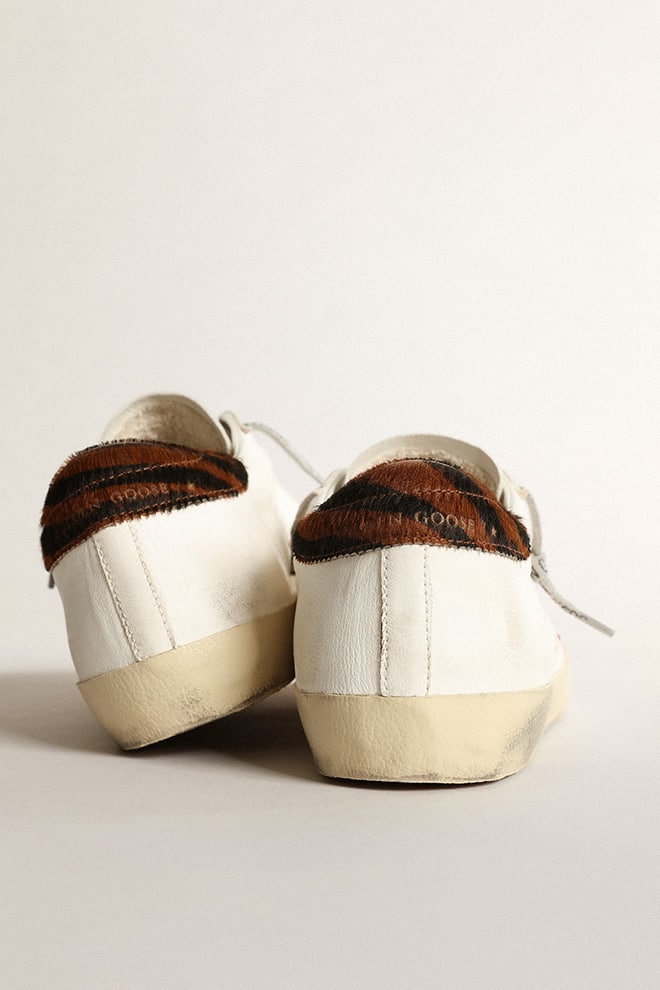 Women’s Super-Star with pink suede star and pony skin heel tab