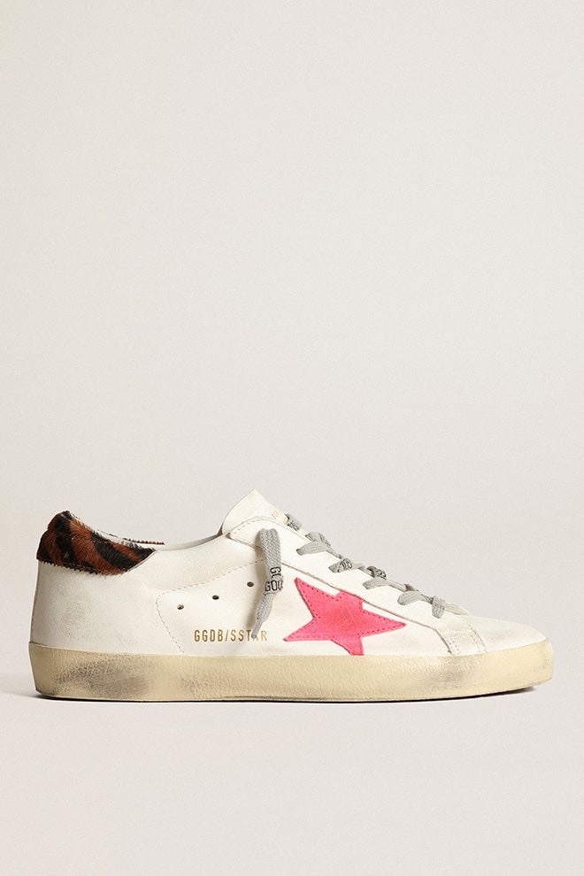 Women’s Super-Star with pink suede star and pony skin heel tab