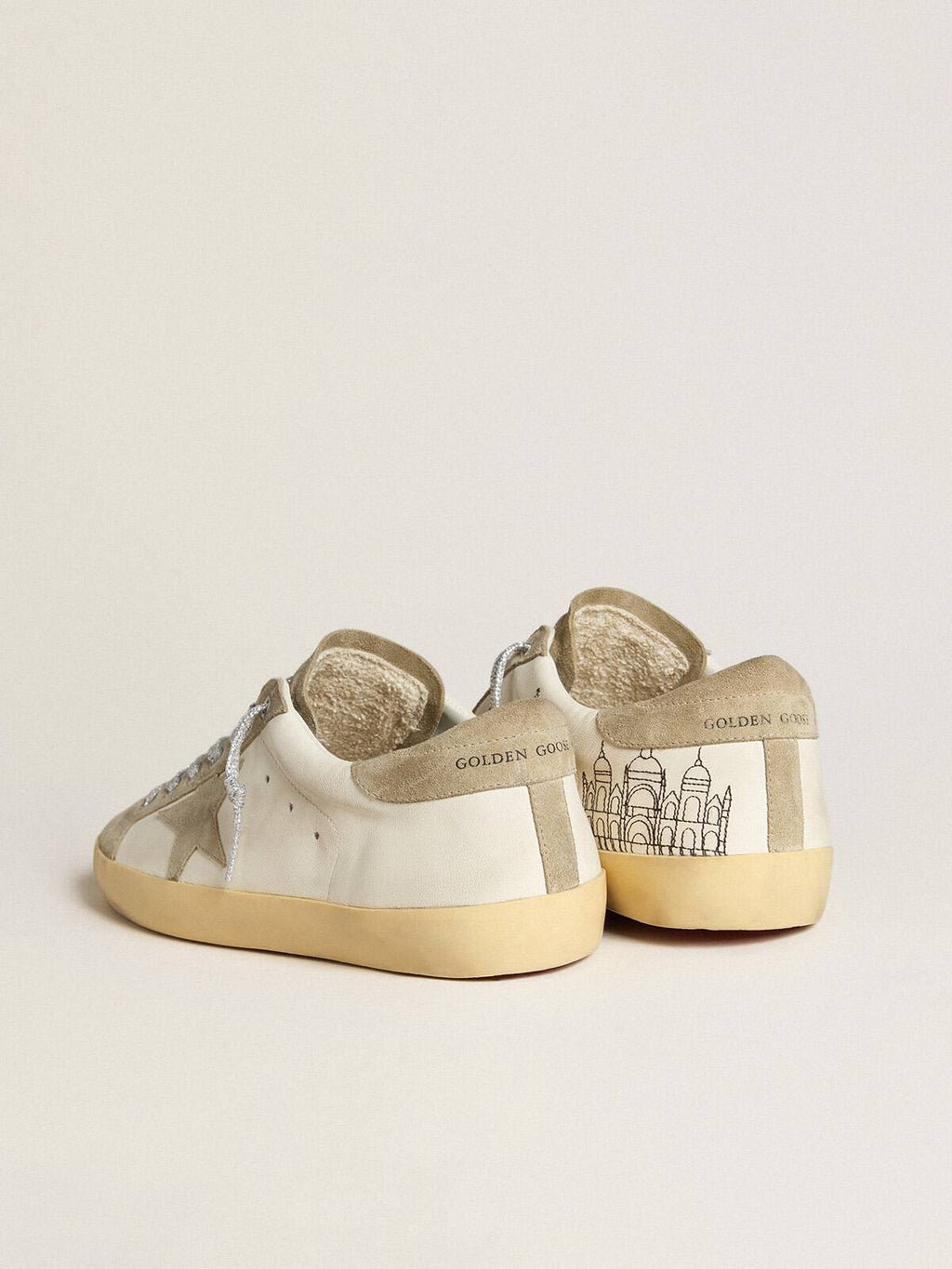Women’s Super-Star in nappa with ice-gray suede star and black embroidery