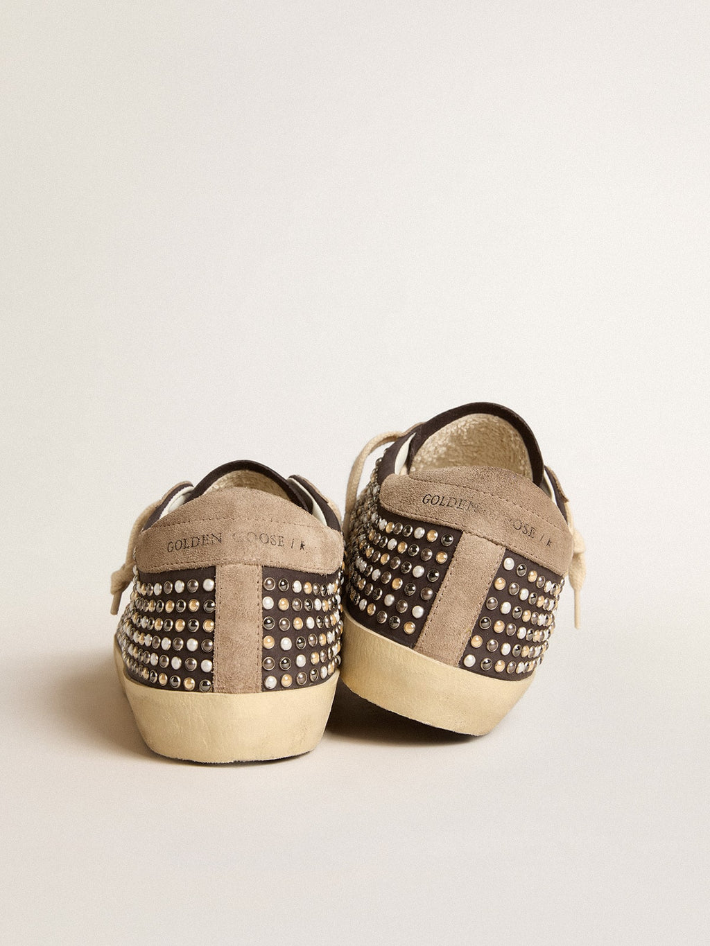 Super-Star LTD in gray nubuck with Swarovski pearls and suede star