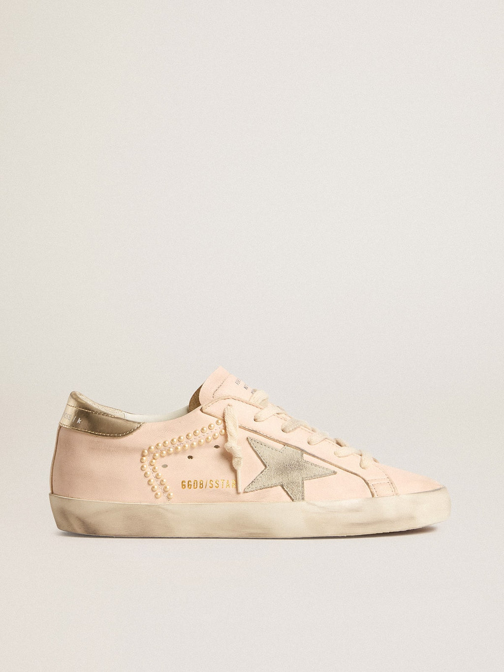 Women's Super-Star in pink nappa with ice-gray star and platinum heel tab