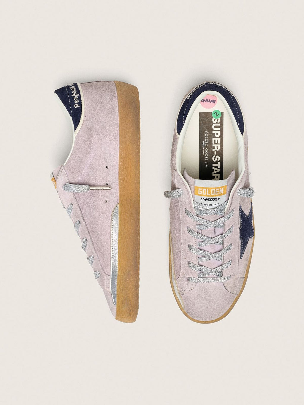 Women’s Super-Star LTD in lilac suede with midnight blue suede star and heel tab