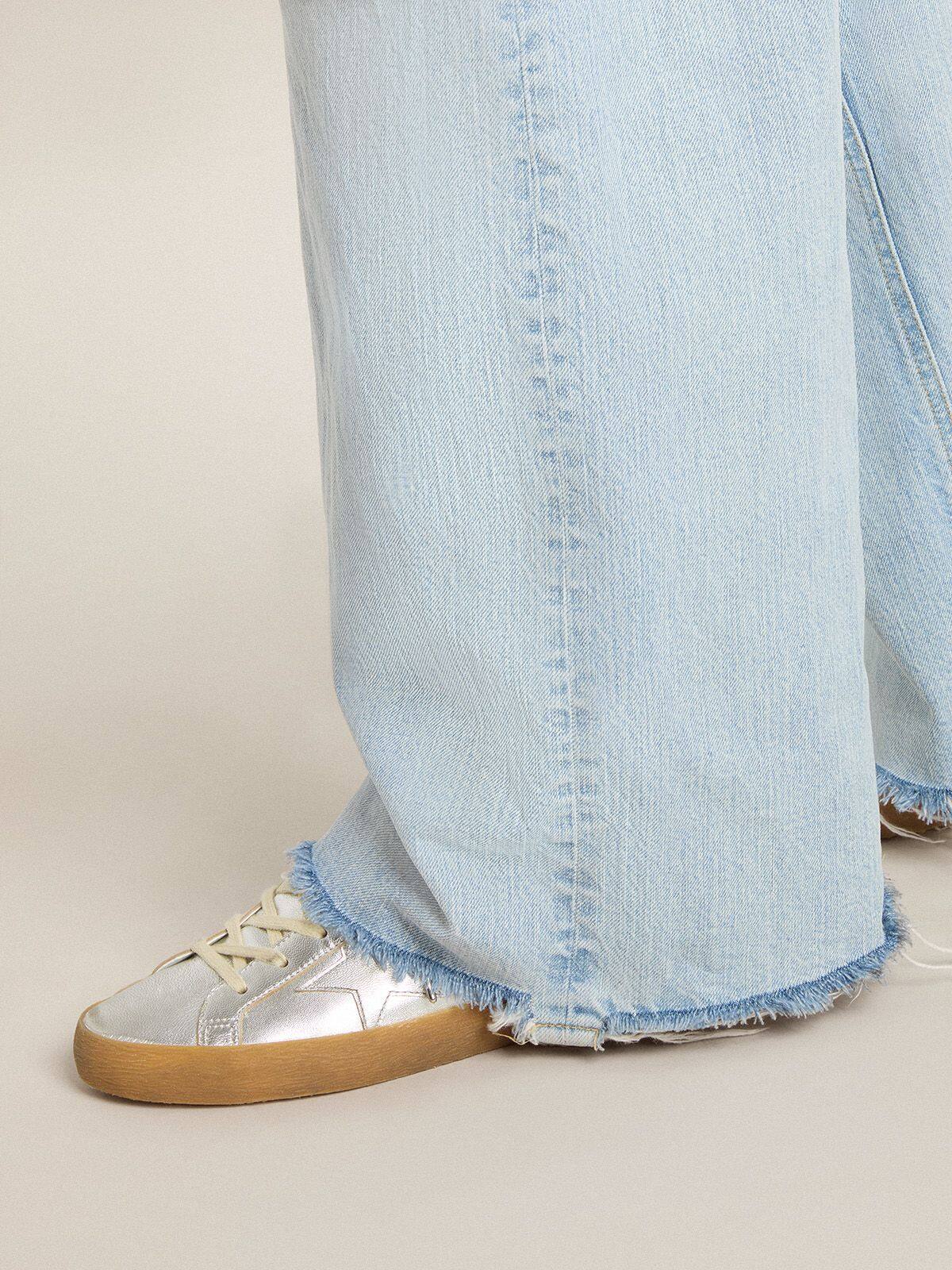 Super-Star in silver metallic leather with leather star and heel tab