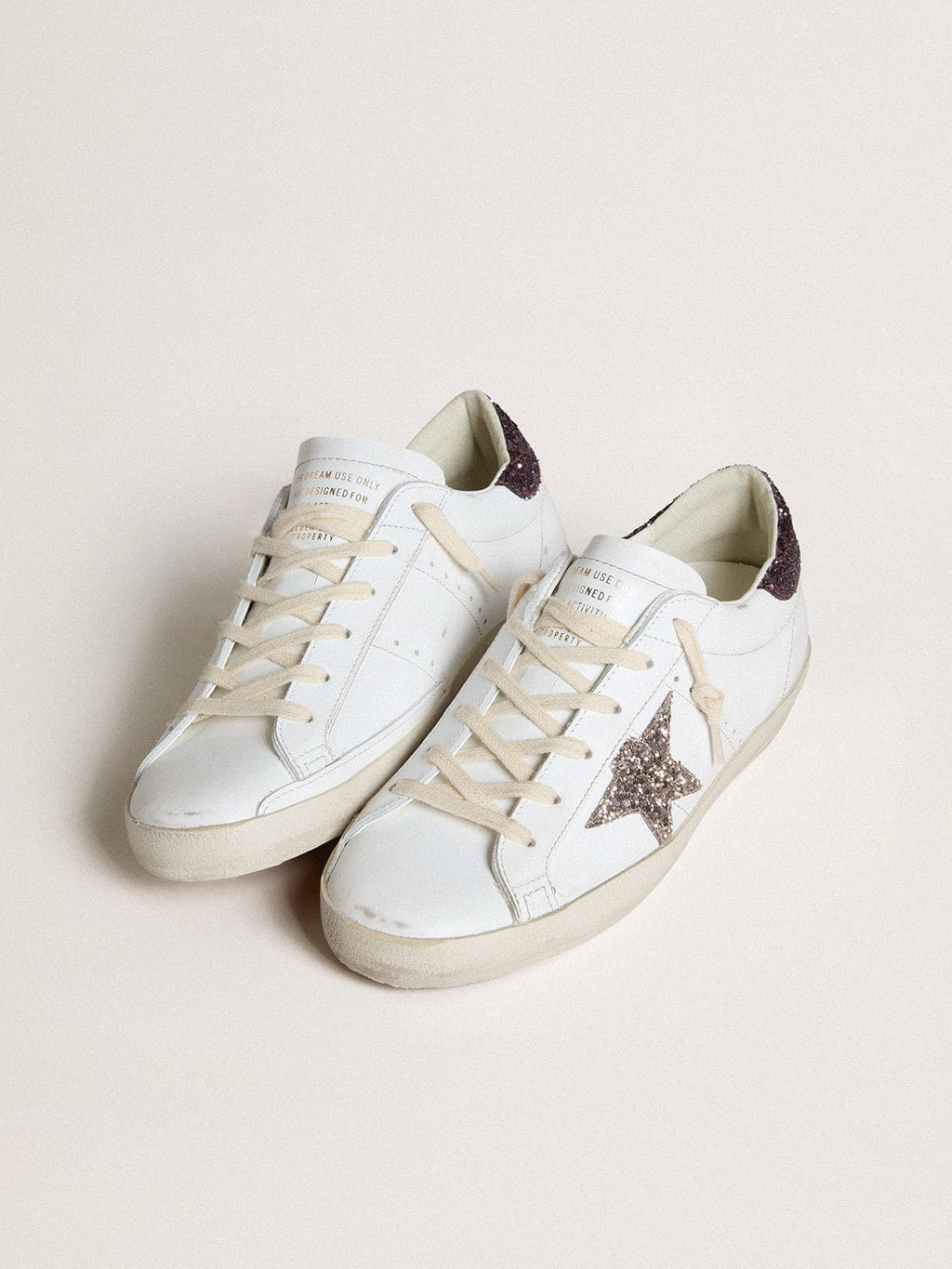 Women’s Super-Star with silver glitter star and lilac glitter heel tab