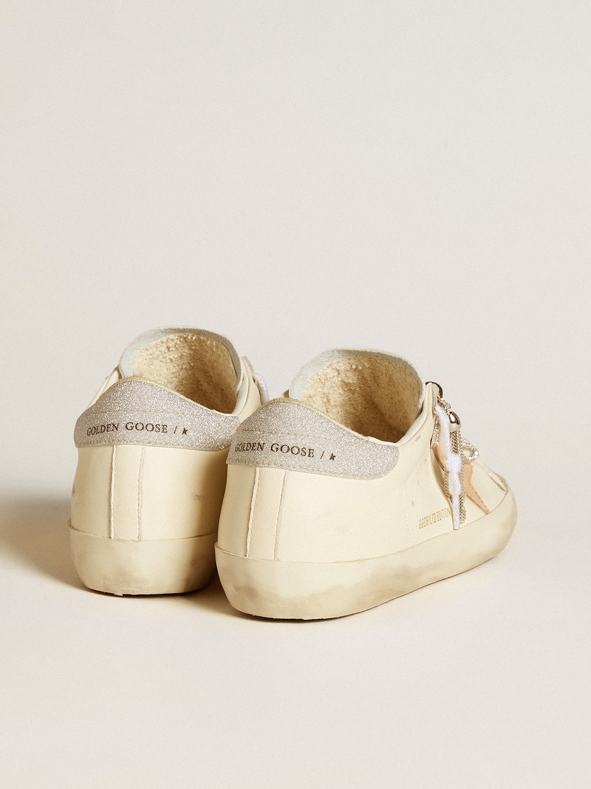 Women's Super-Star LTD in nappa leather with nude leather star and glitter heel tab