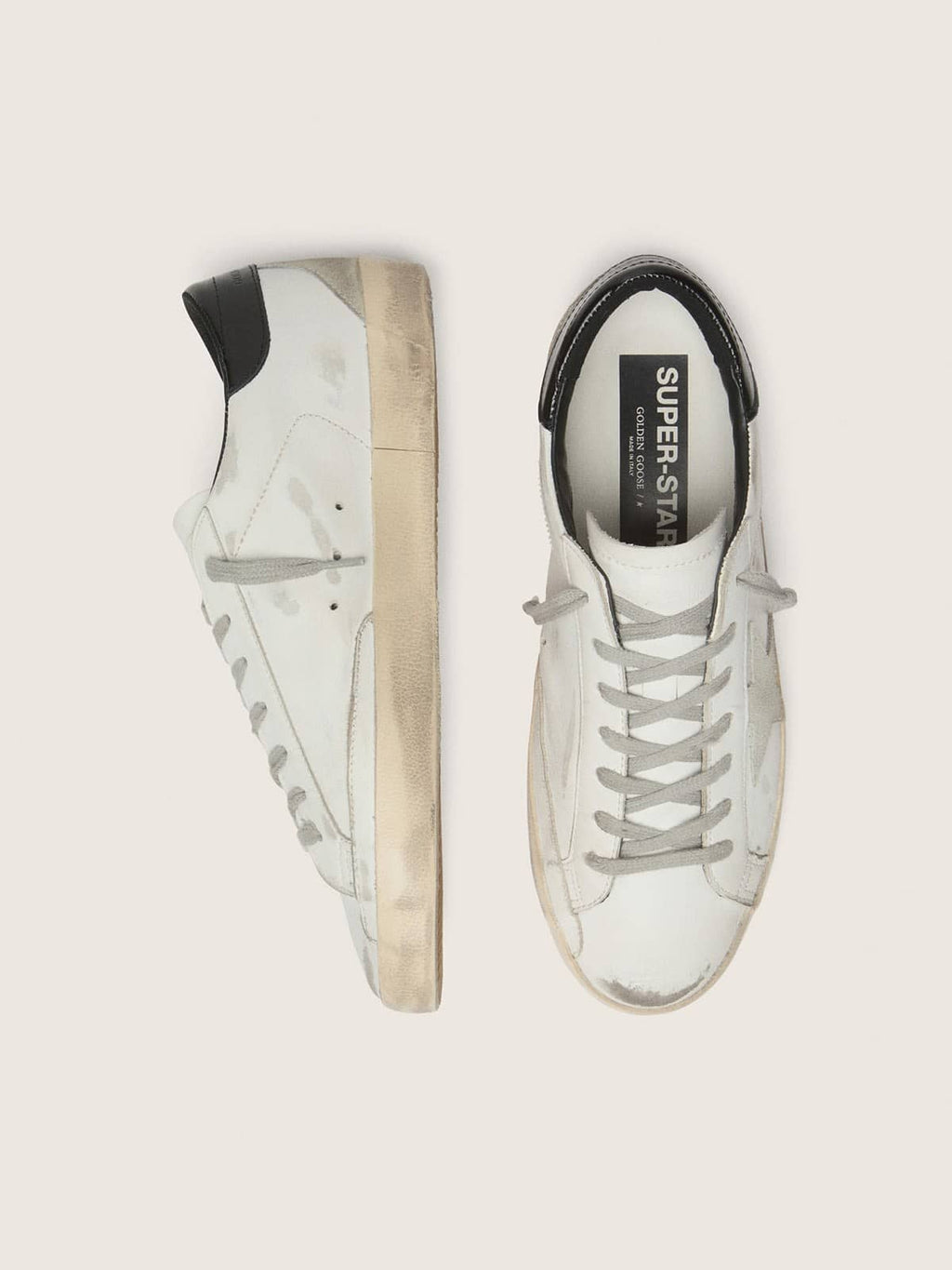 Women's Super-Star with black heel tab and metal stud lettering
