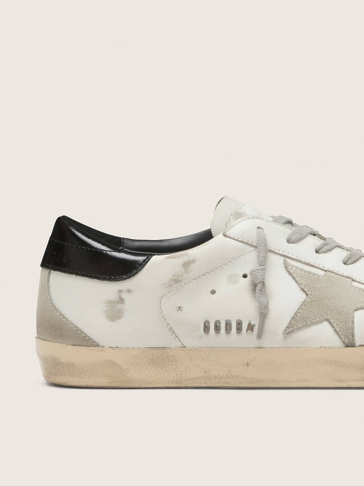 Women's Super-Star with black heel tab and metal stud lettering