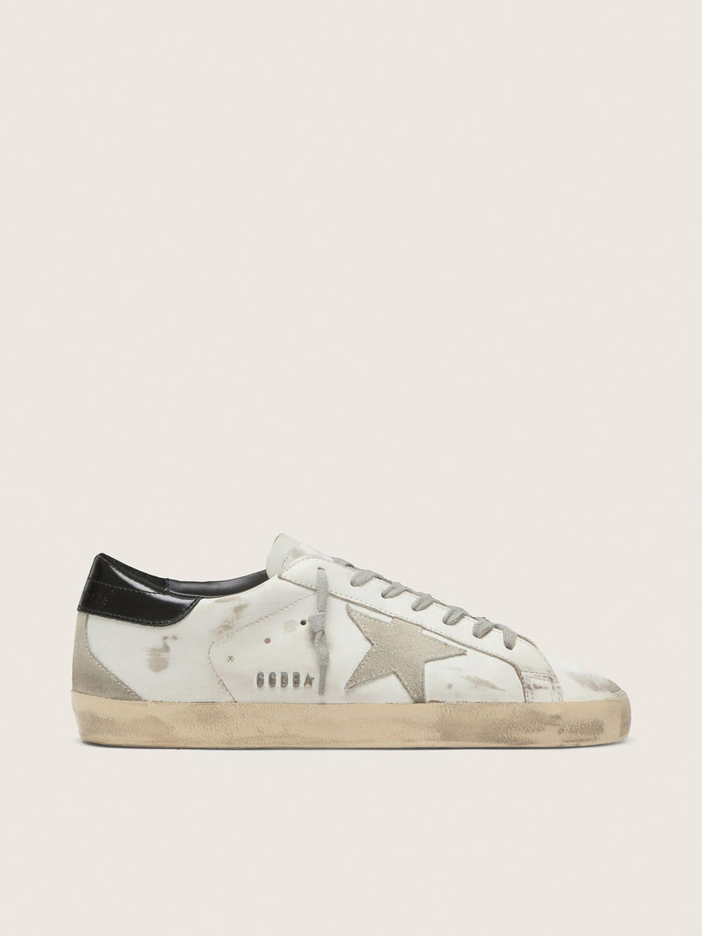 Women's Super-Star with black heel tab and metal stud lettering