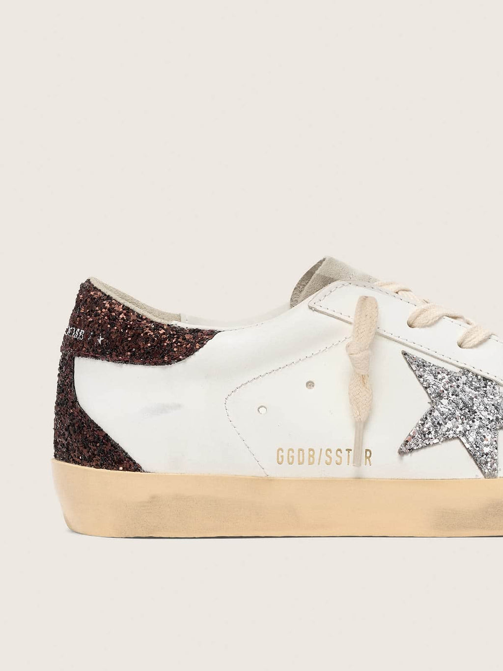 Women's Super-Star with silver star and brown glitter heel tab