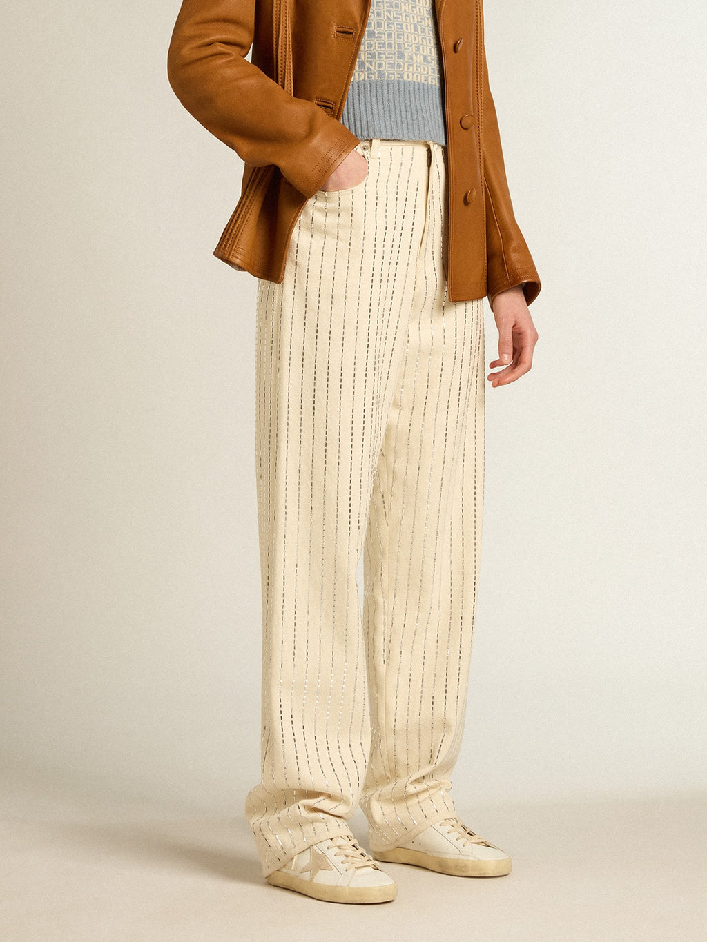 Women's Super-Star with a suede star and peach-pink glitter heel tab