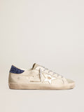 Women's Super-Star LTD in nappa leather with platinum star and blue glitter heel tab