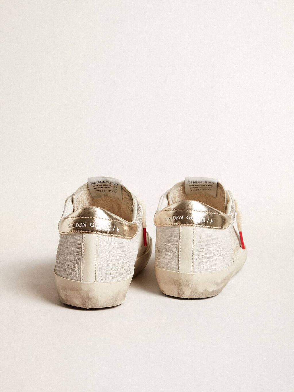 Women's Super-Star with lizard print with green star and platinum heel tab
