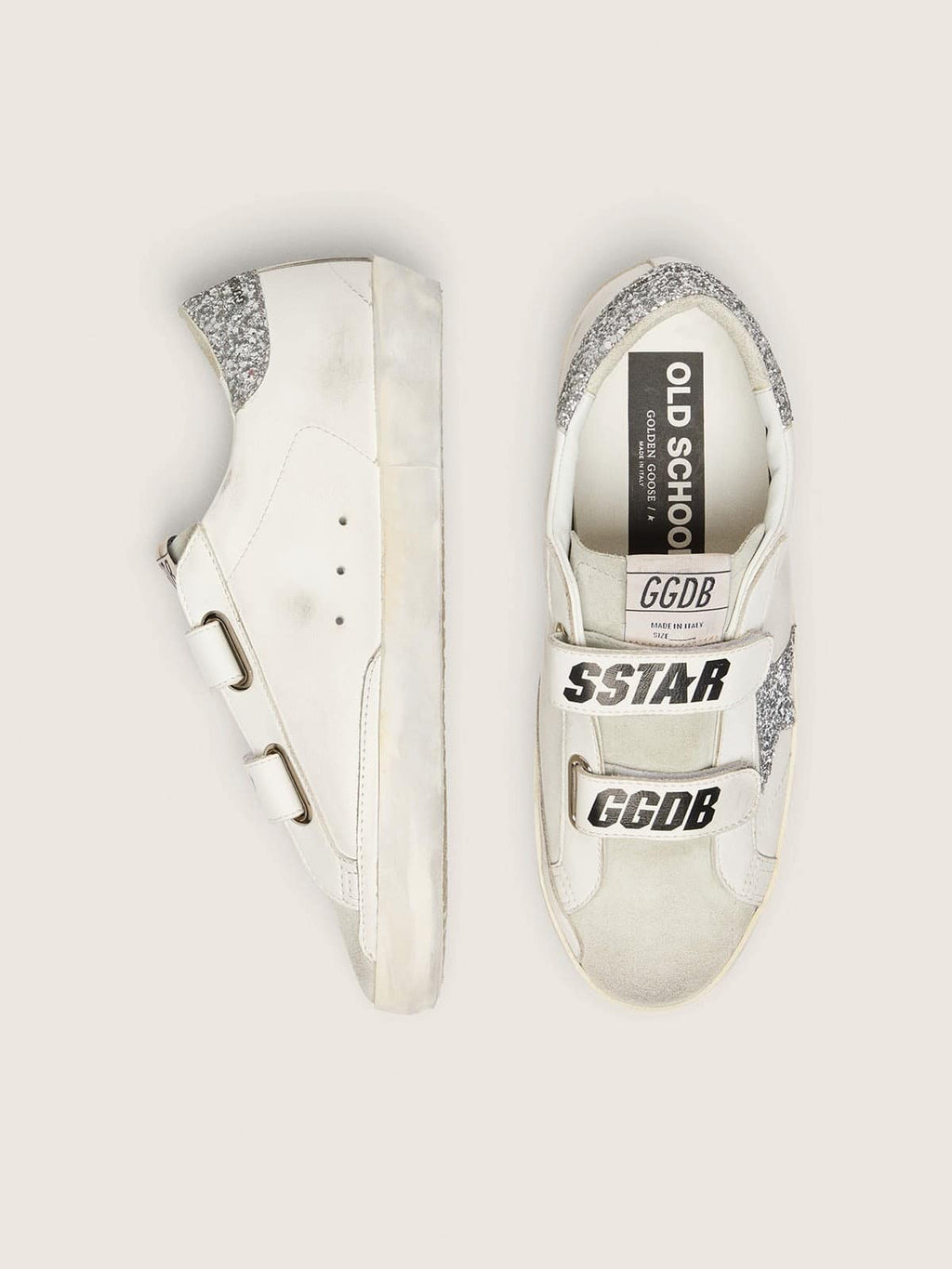 Women’s Old School with silver glitter star and ice-gray suede tongue