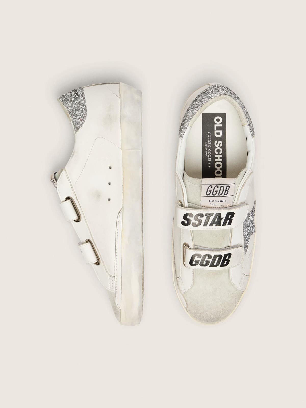 Women’s Old School with silver glitter star and ice-gray suede tongue