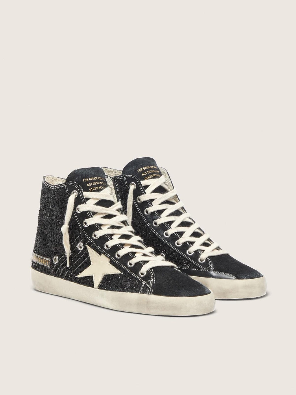 Francy Penstar LTD in glitter with ivory star and black heel tab