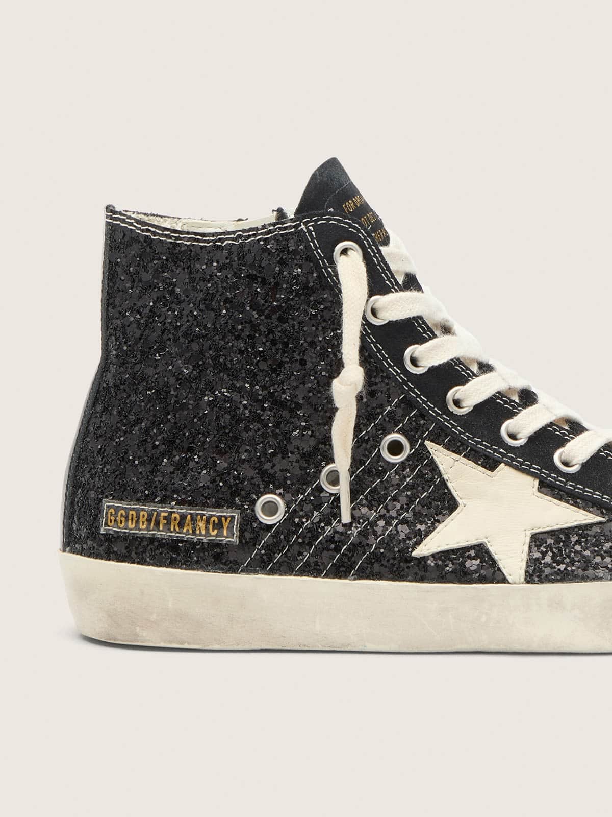 Francy Penstar LTD in glitter with ivory star and black heel tab