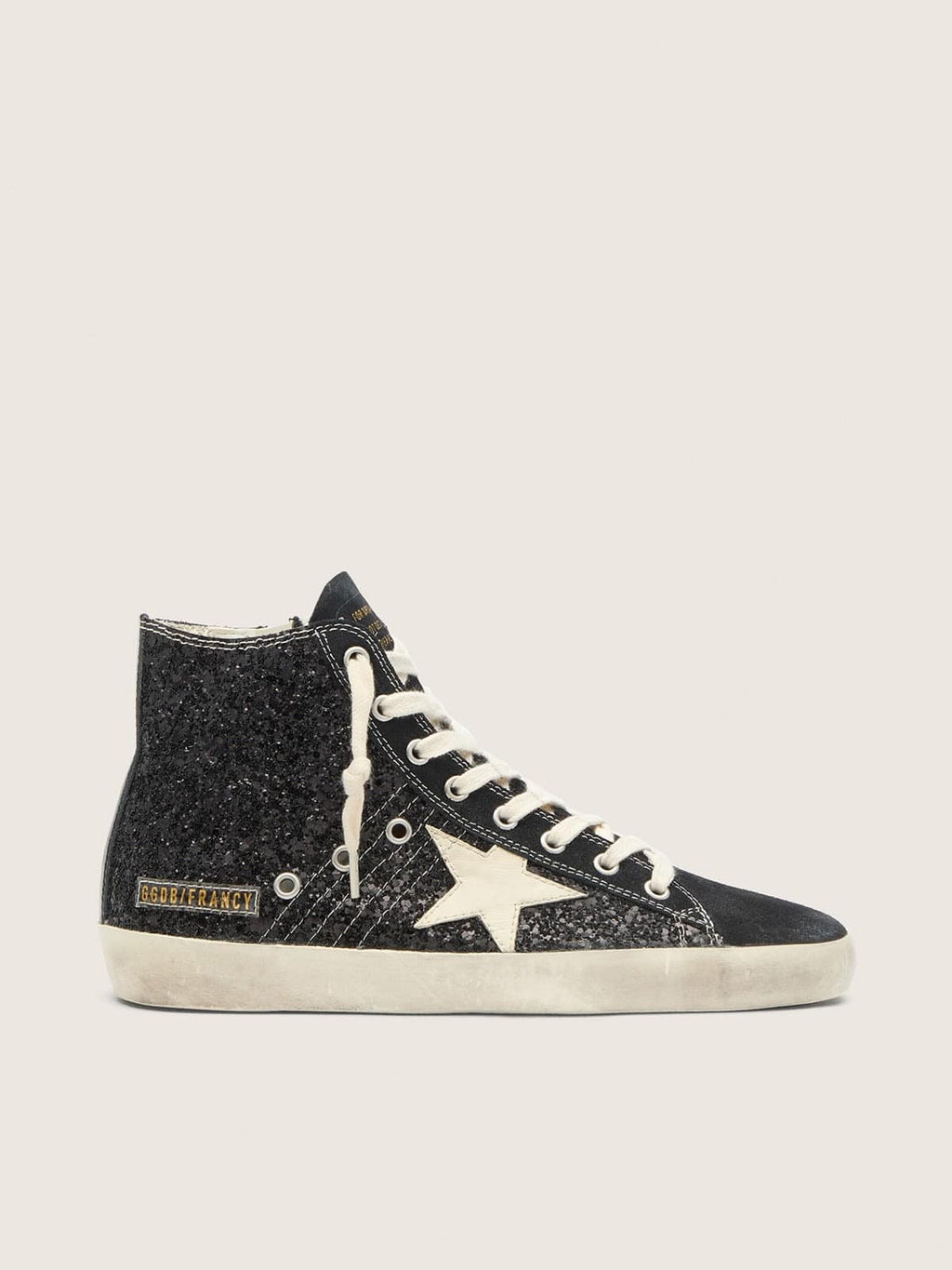 Francy Penstar LTD in glitter with ivory star and black heel tab