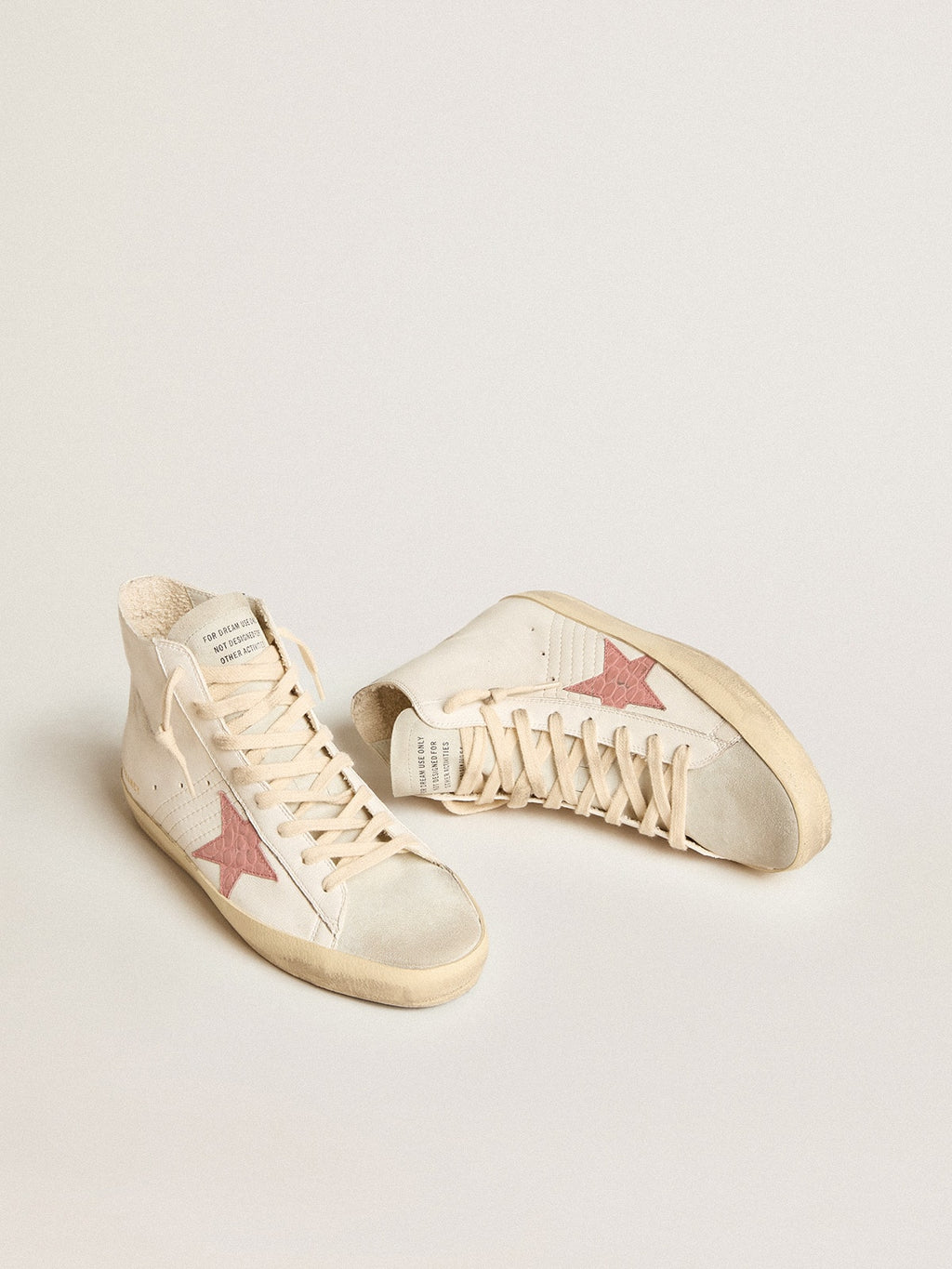 Francy in cream nappa with pink crocodile-print leather star