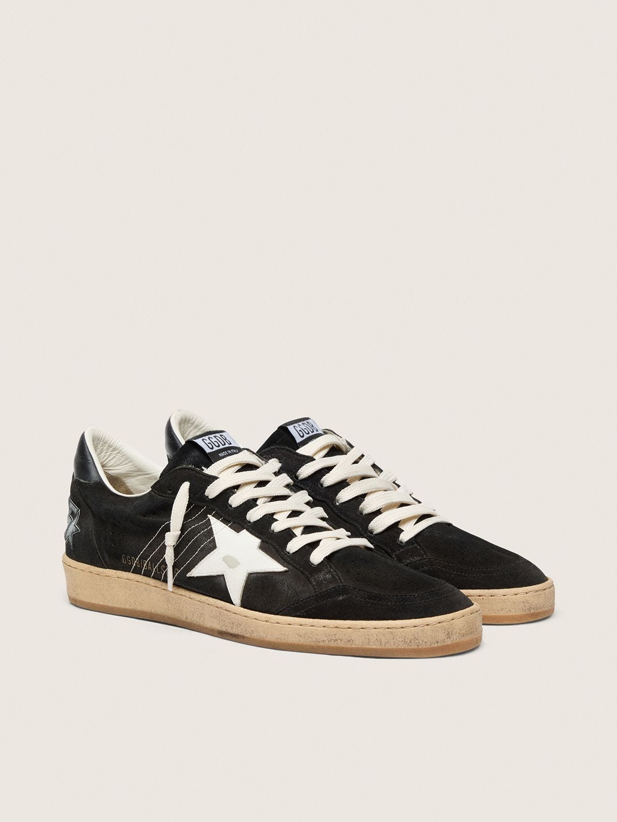 Women's Ball Star in black suede with white leather star