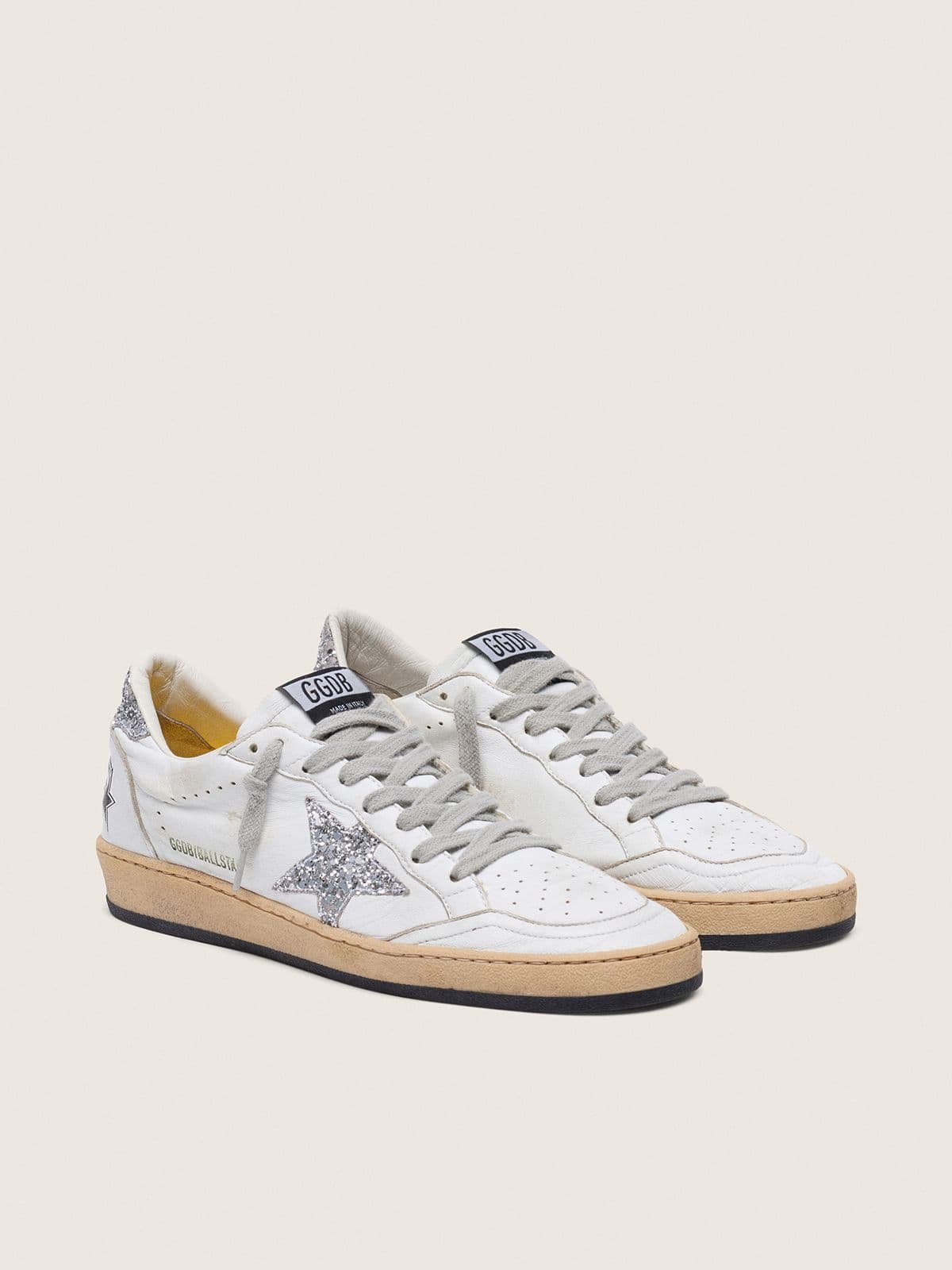 Women's Ball Star in nappa with white star and glitter heel tab