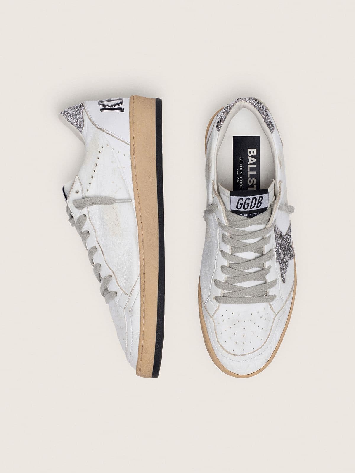 Women's Ball Star in nappa with white star and glitter heel tab