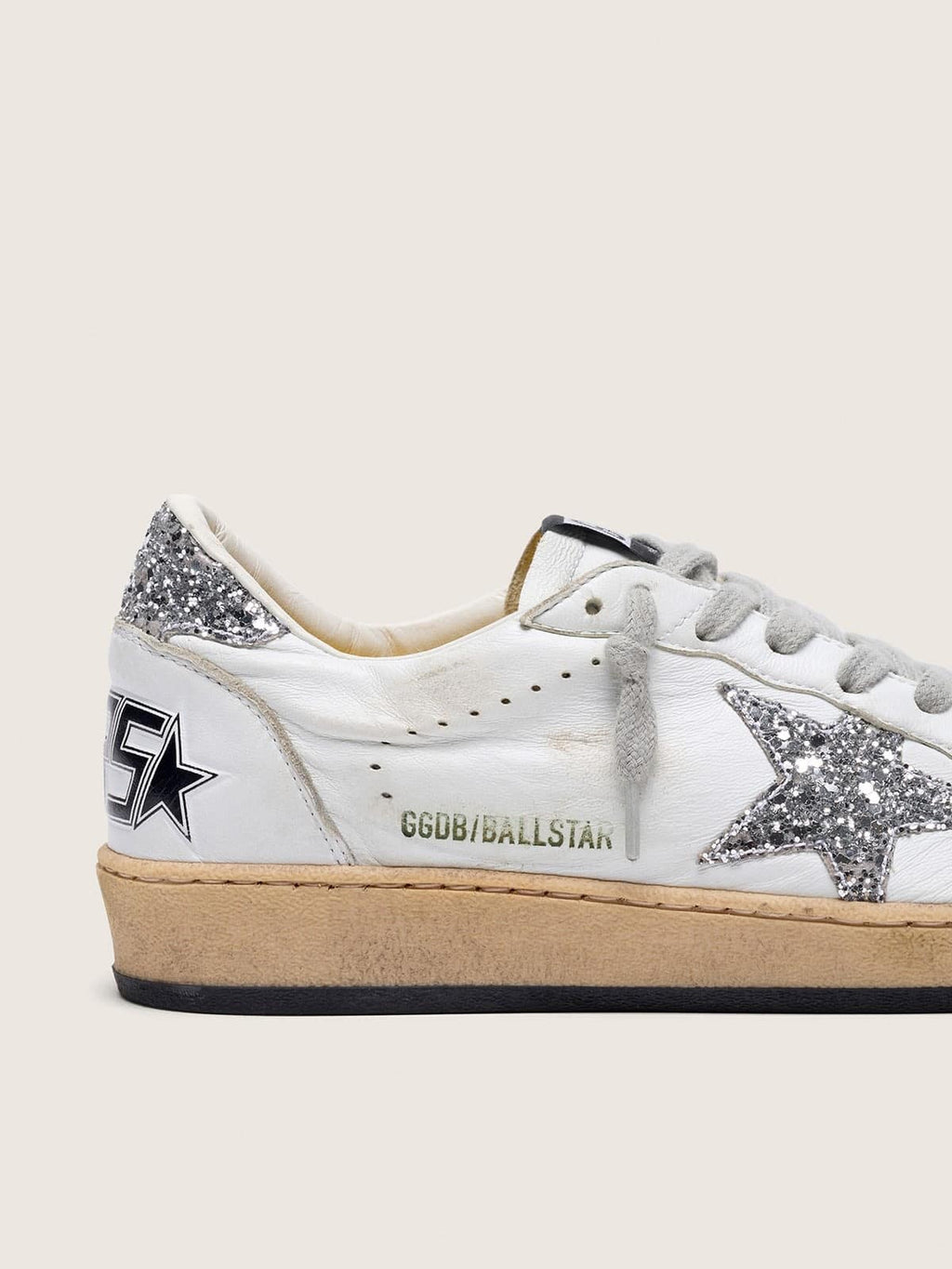 Women's Ball Star in nappa with white star and glitter heel tab
