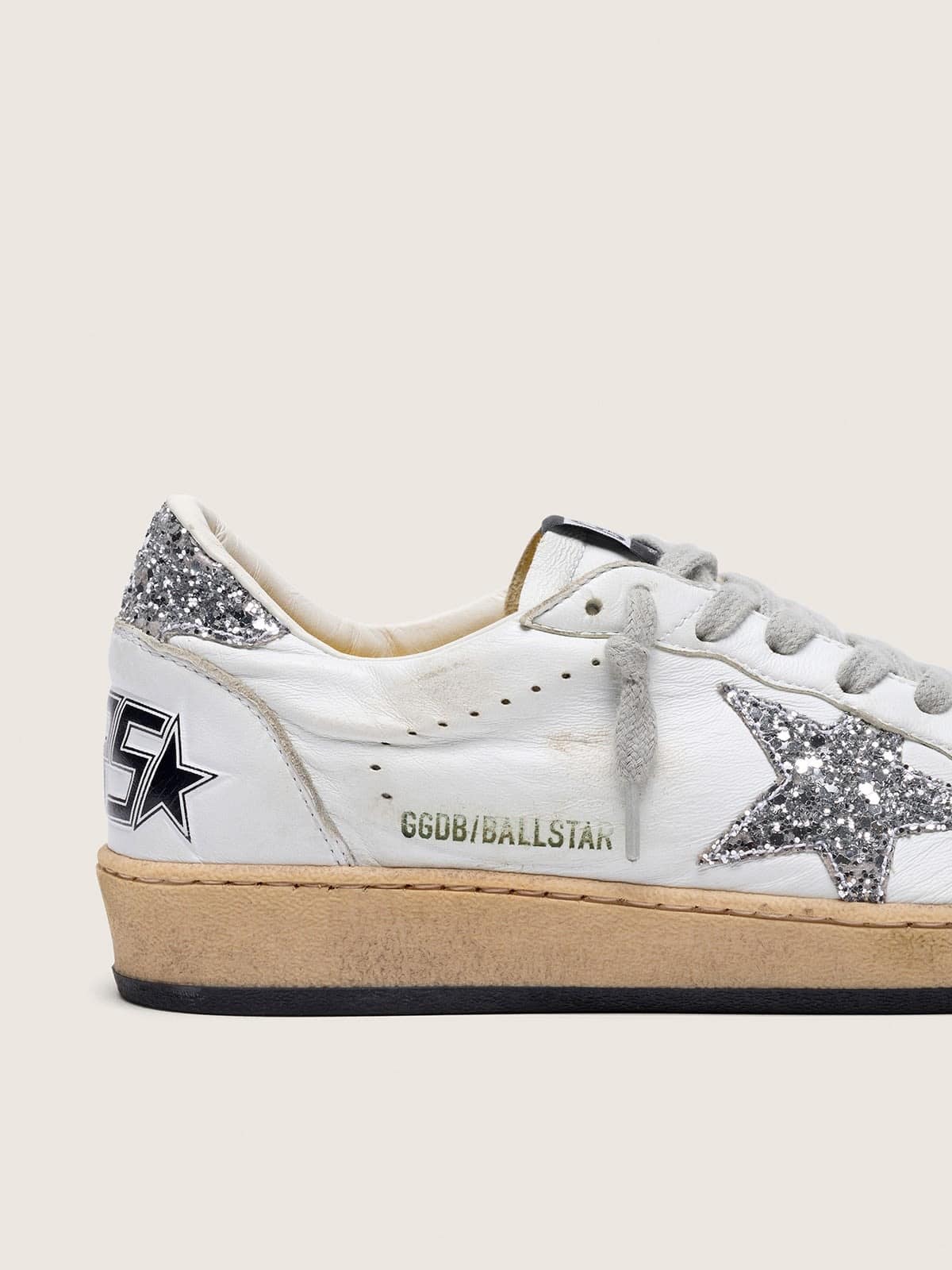 Women's Ball Star in nappa with white star and glitter heel tab