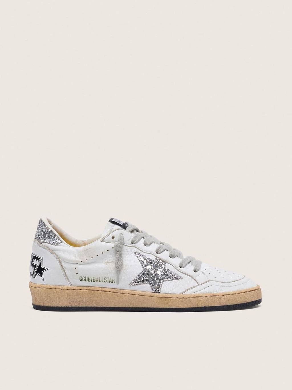 Women's Ball Star in nappa with white star and glitter heel tab