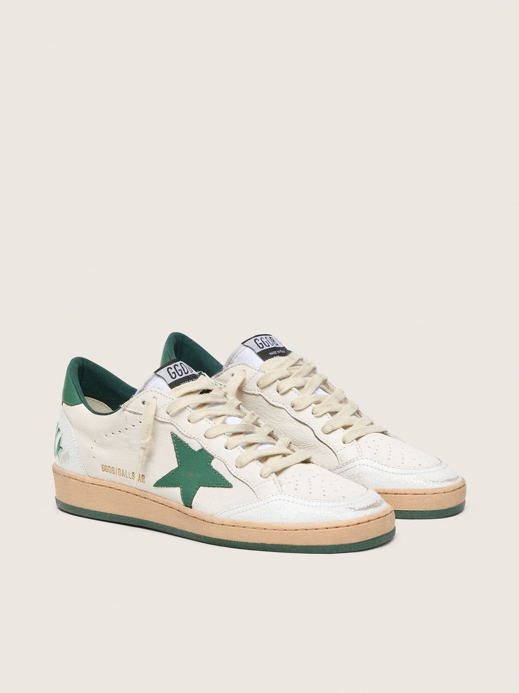 Women's Ball Star Wishes in white nappa leather with green leather star and heel tab