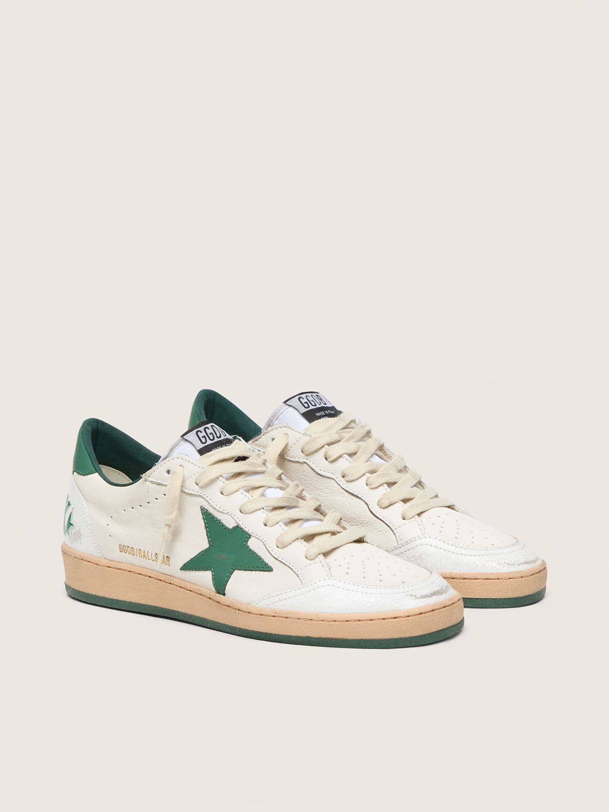 Women's Ball Star Wishes in white nappa leather with green leather star and heel tab