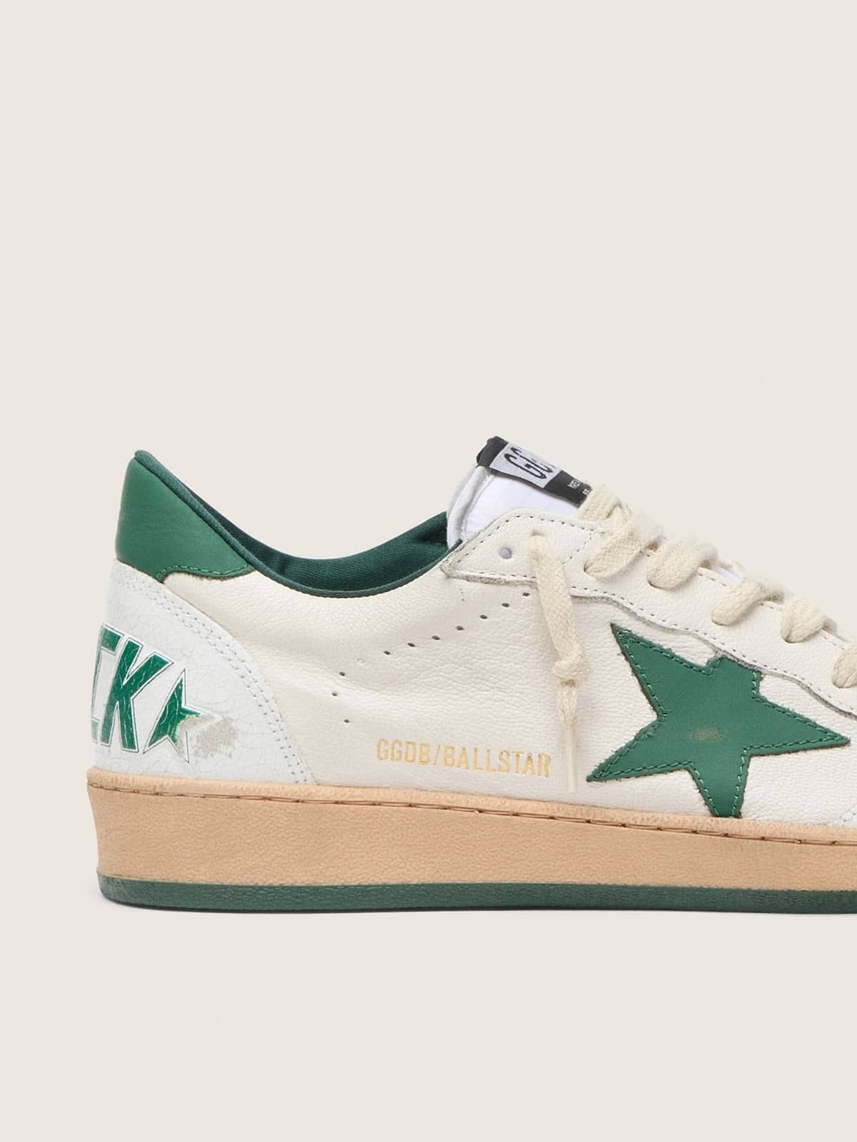 Women's Ball Star Wishes in white nappa leather with green leather star and heel tab