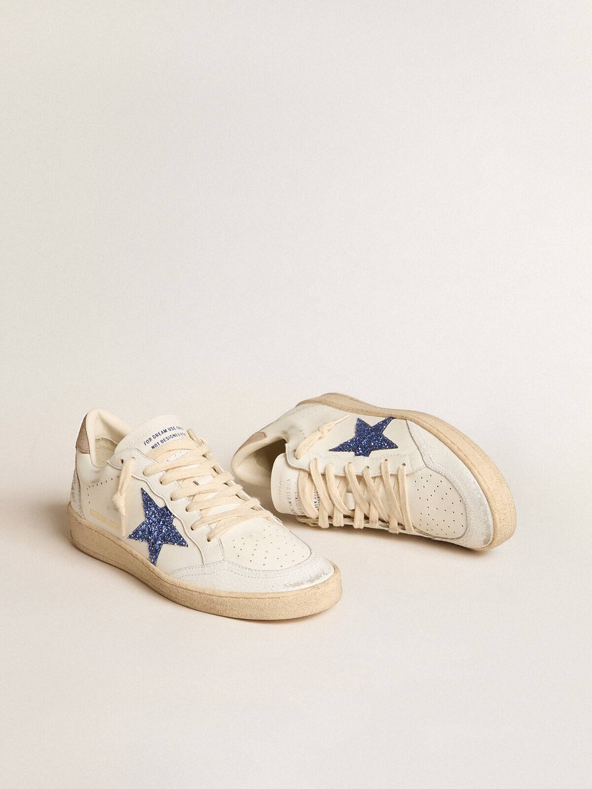 Ball Star with blue glitter star and dove-gray suede heel tab