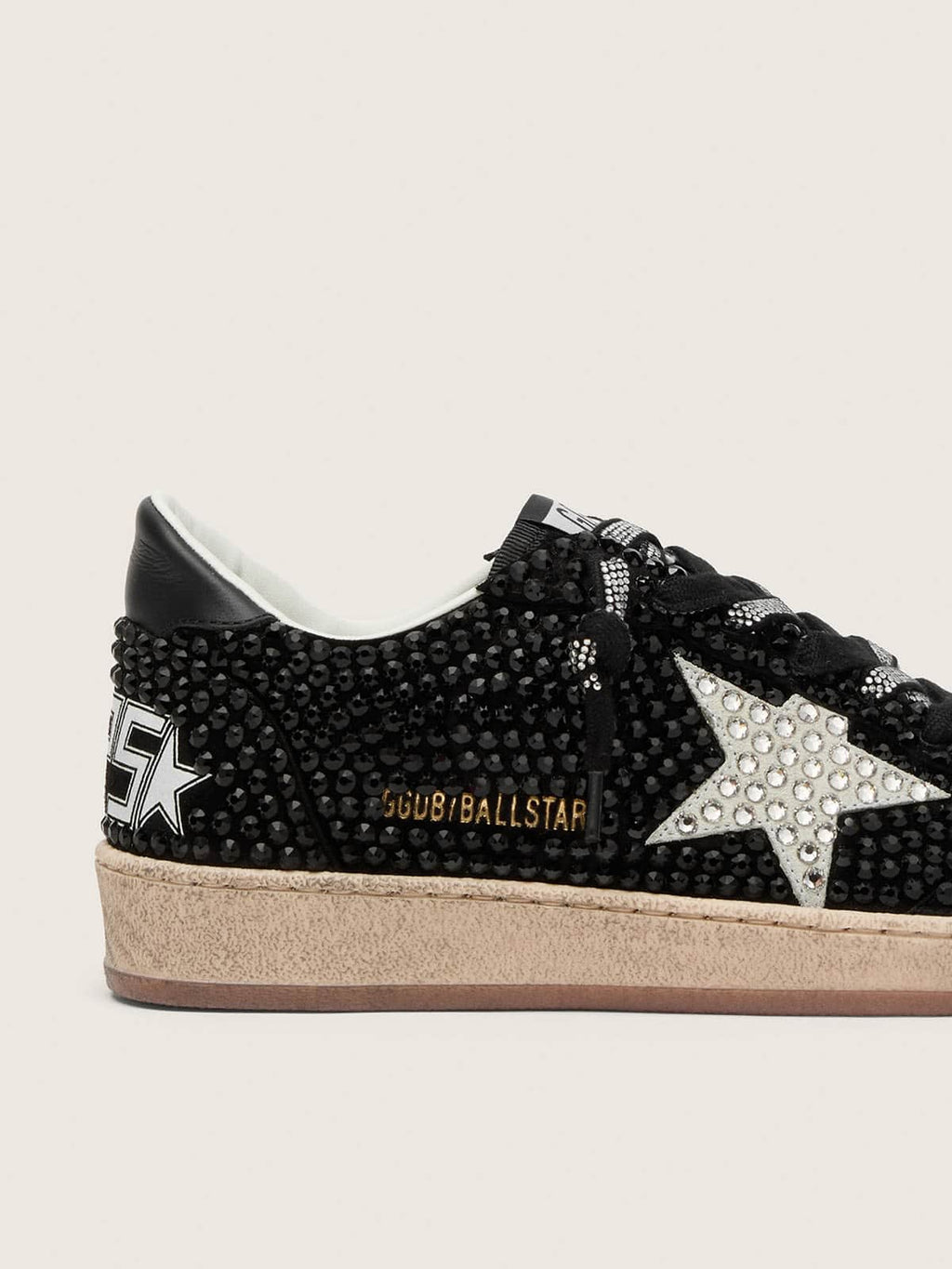Ball Star in suede with black Swarovski crystals and black suede star