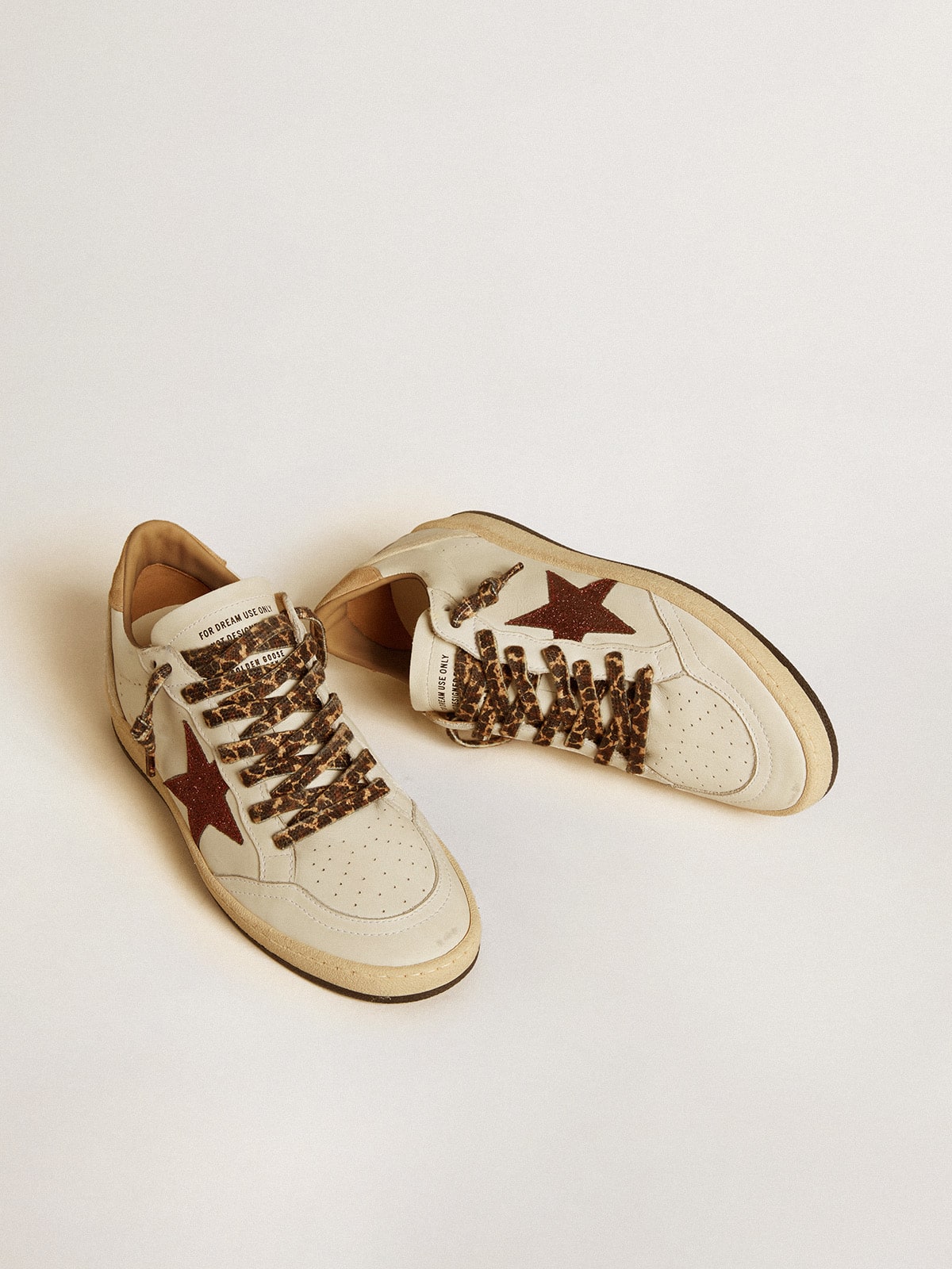 Women's Ball Star LTD with burgundy glitter star and beige suede heel tab