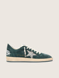 Ball Star in green suede with silver glitter star