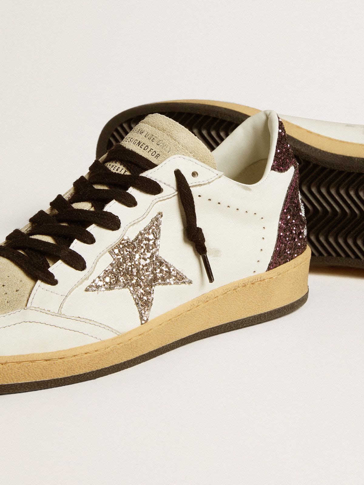 Women’s Ball Star in leather and suede with glitter star and heel tab