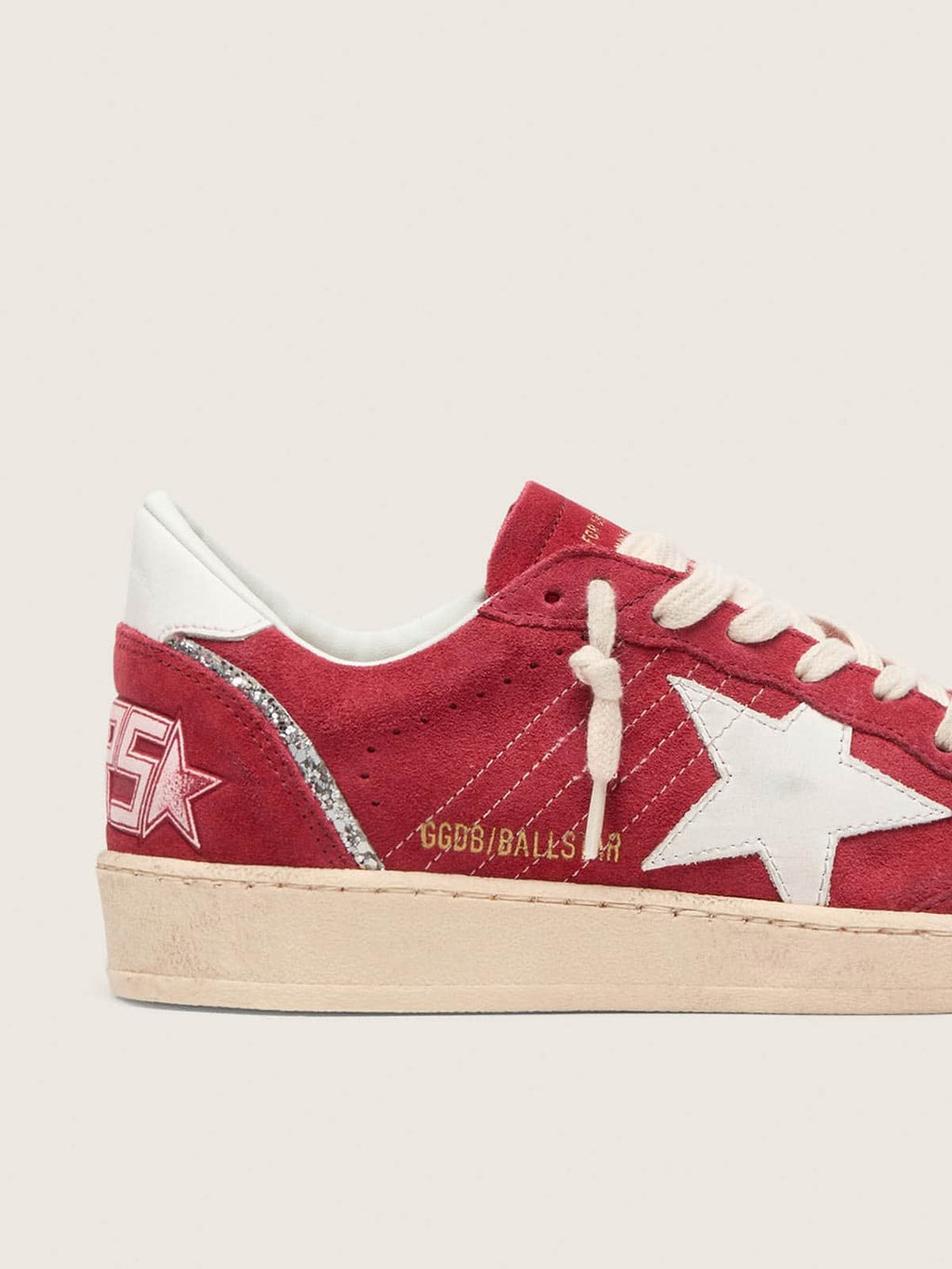 Ball Star in red suede with white leather star and heel tab