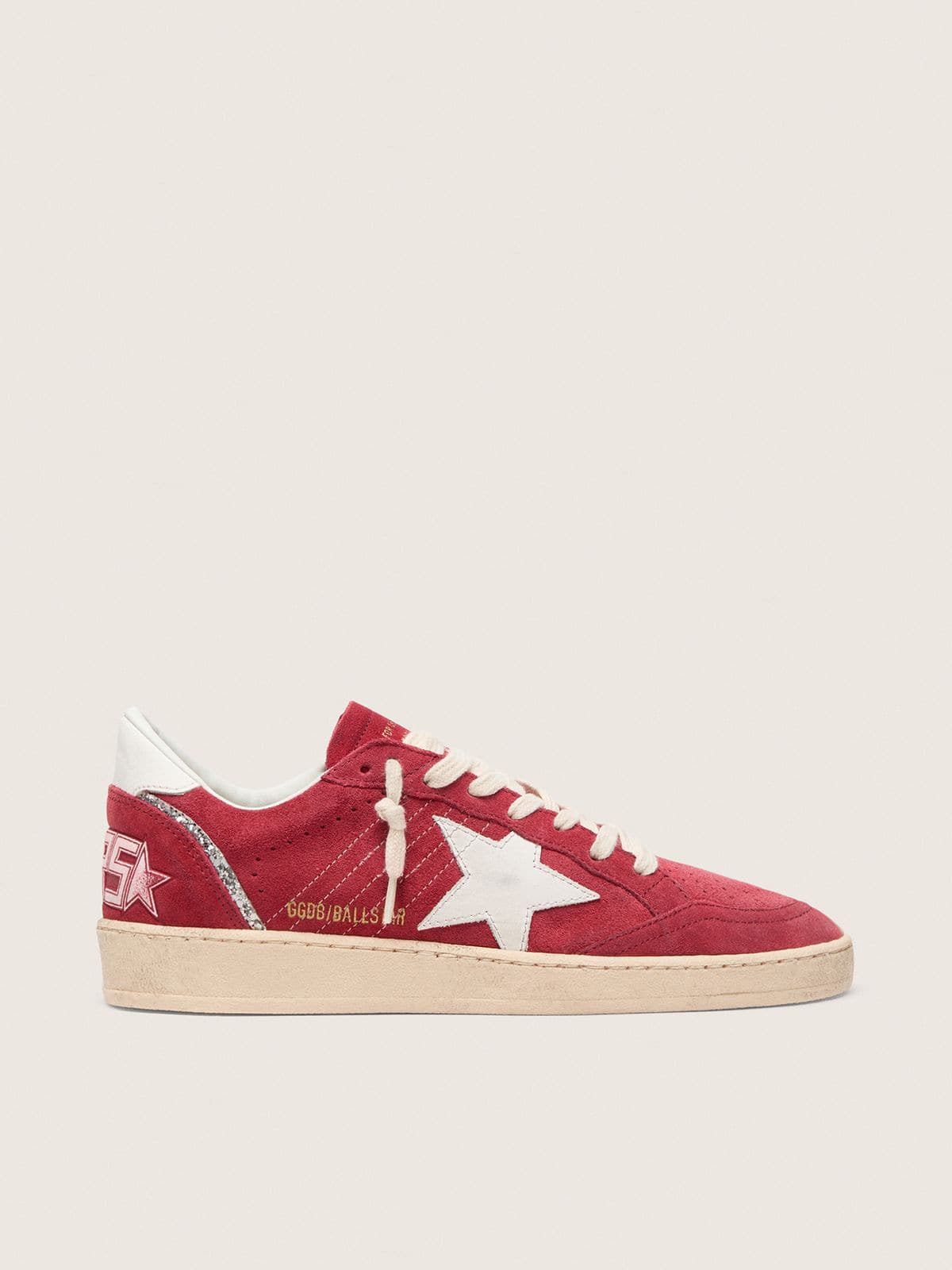 Ball Star in red suede with white leather star and heel tab