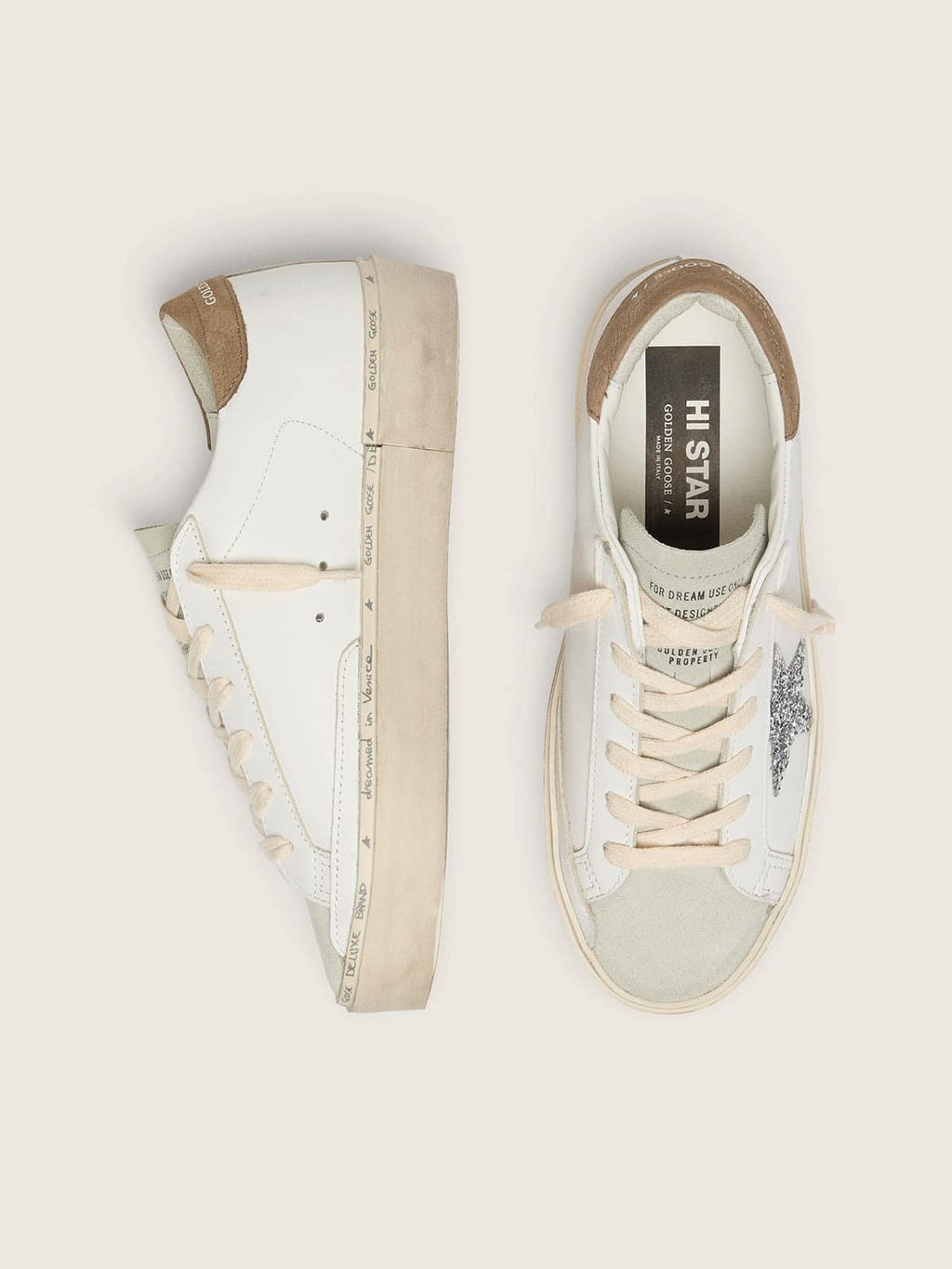 Women’s Hi Star with silver glitter star and dove-gray nubuck heel tab